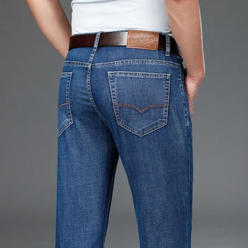 2023 Весна-лето, мужские Тонкие свободные джинсы с прямыми штанинами, Классические стрейчевые мешковатые брюки, мужские большие размеры 38 40 42