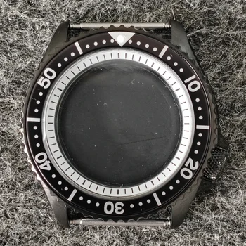 Черный корпус часов PVD 41,5 мм Корпус из нержавеющей Стали 316L Черные/Белые часы с внутренней Тенью для механизма NH35 NH36 SKX007 Case DIY