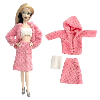 Официальный комплект NK, 1 комплект, элегантный Розовый комплект для благородных кукол: пальто + топ + юбка для куклы Барби, аксессуары для платья принцессы, 1/6 ИГРУШКИ