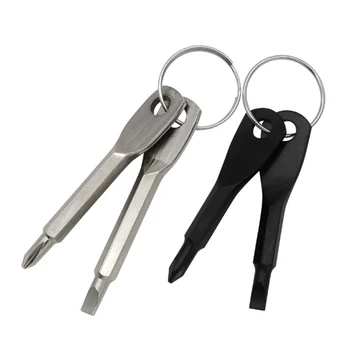 Кольца для ключей Наружная многофункциональная отвертка для ключей Карманный набор мини-отверток с брелоком для ключей