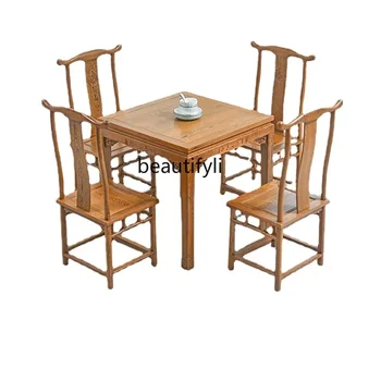 Дверная рама, Обеденные столы и стулья, Антикварный Палисандровый Старомодный квадратный стол на восемь персон, Новый китайский обеденный стол