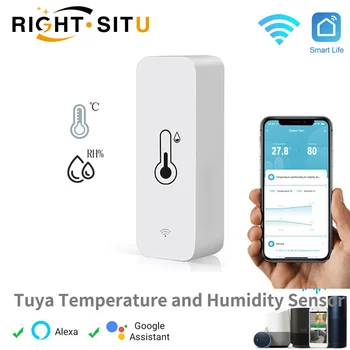 Интеллектуальный датчик температуры и влажности Tuya WiFi APP Удаленный монитор для умного дома var SmartLife Работа с Alexa Google Assistant