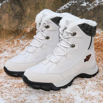 Мужские и женские зимние ботинки зимние пары плюс размер высокие рабочие ботинки для улицы модная комфортная теплая плюшевая повседневная хлопчатобумажная обувь