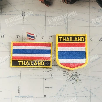 Нашивки с вышивкой национального флага Таиланда, значок-щит и булавка квадратной формы, один комплект на тканевой повязке, украшение рюкзака