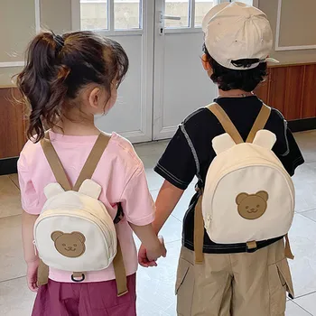 Корейский детский рюкзак, круглые детские сумки Kawaii для девочки, школьный рюкзак для мальчика из детского сада, сумка для малышей с мультяшным медведем и кроликом