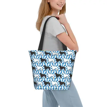 Милая сумка через плечо с принтом собаки Barzoj, Женские Многоразовые сумки для покупок, Повседневная сумка-тоут, Мягкая Женская сумка на молнии, Экологический Органайзер