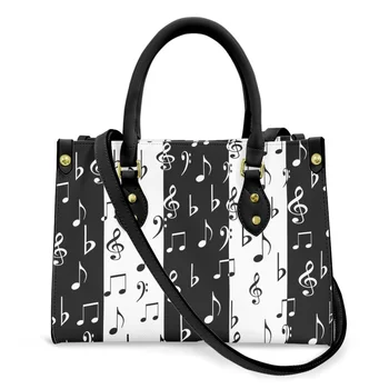 FORUDESIGNS, Кожаная сумка с контрастным принтом музыкальных нот, женская сумка через плечо для пикника, Модная классика