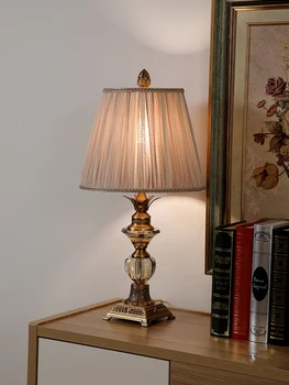 Прикроватная лампа спальня гостиная кабинет Европейский свет роскошная ретро настольная лампа неоклассический теплый свет дистанционное управление затемнением