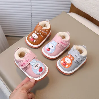 Детская обувь для прогулок для мальчиков и девочек в возрасте 0-1-2 лет Зимняя обувь называется плюшевой и из плотного хлопка