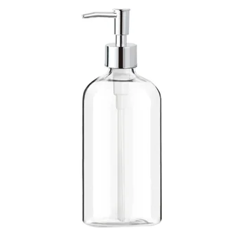 Дозатор мыла из прозрачного стекла с насосом 16 унций Дозатор жидкого мыла для рук многоразового использования для ванной кухни