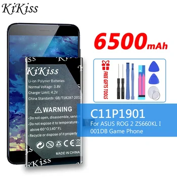KiKiss для ASUS Аккумулятор для телефона Высокой Емкости C11P1901 Для Игрового Телефона ASUS ROG 2 ZS660KL I001DB 6500 мАч + Инструменты
