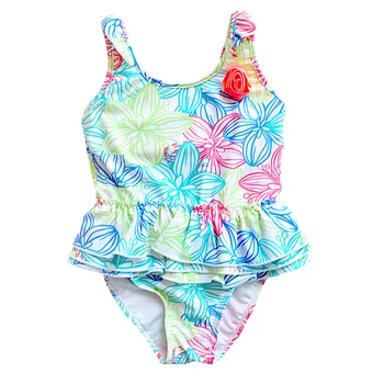 2018 Купальники для маленьких девочек с разноцветным цветочным принтом от 1 до 8 лет, дизайнерский детский купальник, цельная пляжная одежда для детей