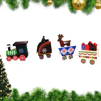 Декор в виде Рождественского поезда, мини-портьеры в форме поезда, Милые деревянные мини-портьеры в виде поезда, Украшения для рождественской елки, стены и стола