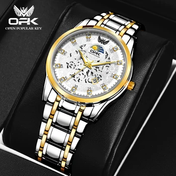 OPK 8149 Кварцевые мужские часы Модный Классический роскошный винтажный циферблат Водонепроницаемый стальной ремешок люминесцентные мужские часы relógio pulso