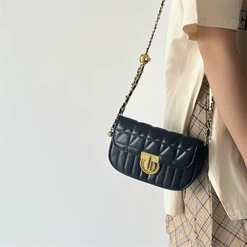 Женская сумка 2023 нишевого дизайна, новая женская универсальная маленькая сумка с ромбовидной сеткой и цепочкой через плечо, маленькая квадратная сумка через плечо
