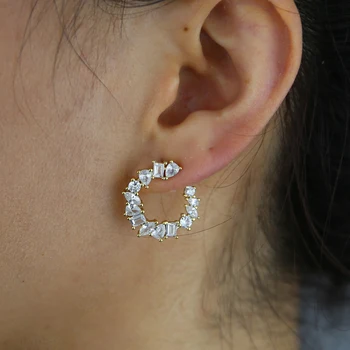 Классические серьги-кольца Moon CZ Разной формы с белым кубическим цирконием цвета: золотистый, серебристый, женские модные украшения Aretes De Mujer
