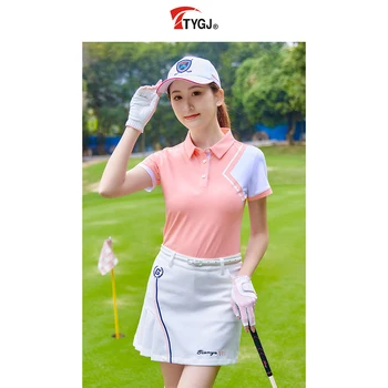 2023 Новые летние женские футболки для гольфа с короткими рукавами, женская спортивная облегающая одежда, быстросохнущая дышащая теннисная одежда S-XL