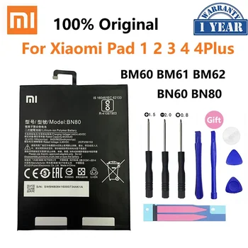 100% Оригинальный Планшет BM60 BM61 BM62 BN60 BN80 Аккумулятор Для Xiaomi Mi Pad MiPad 1 2 3 4 Plus Запасные Батареи Bateria