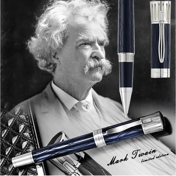 M Great Writer Edition Марк Твен Роскошная Шариковая ручка-роллер из черной, синей, винно-красной смолы с серийным номером 0068/8000