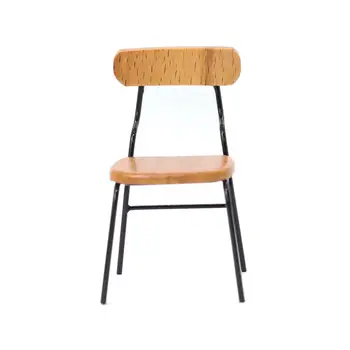 1:12 Миниатюрный деревянный стул для гостиной, яркие игрушки для ролевых игр, микро Пейзаж, подарочная интерьерная модель стула для девочек
