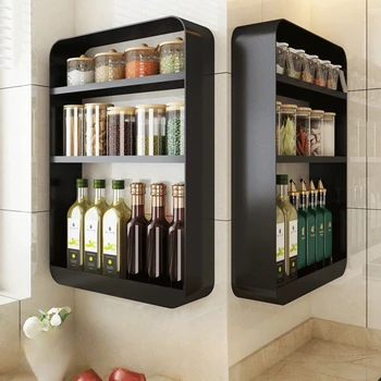 Новая Кухонная Многофункциональная Полка для приправ, Настенный Шкаф для хранения бутылок со специями, Органайзер для кухонных инструментов