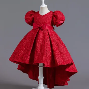 Детские Свадебные Платья Принцессы для Первого Причастия, Вечернее Бальное Платье Для девочек, Детские Красные Платья для детей От 5 до 8 до 12 лет