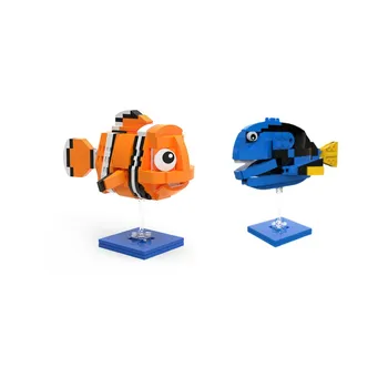 BuildMOC Мультфильм Морские Животные Клоуны Рыбы Куклы Строительные Блоки Классический Персонаж Аниме Рыба Кирпичная Модель Сборка Детской Игрушки