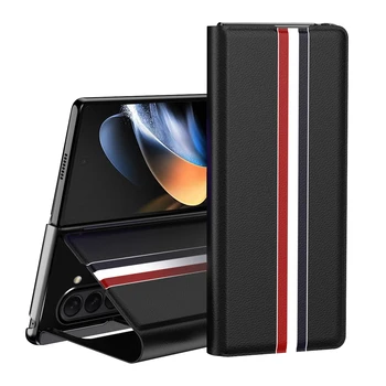Кожаный Бумажник с Защитой от Царапин, Сумка-Чехол для Samsung Galaxy Z Fold 5 Fold4 Fold 3 4 2 Fold2 Fold3 Fold5 5G Держатель Для Карт, Чехол для Телефона