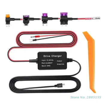 Комплект жестких проводов для видеорегистратора Mini USB Dashcam Hard Wire для автомобильной видеорегистрации 12 В-30 В до 5 В 2A Mini Car Dashcam Camera Hard Wire