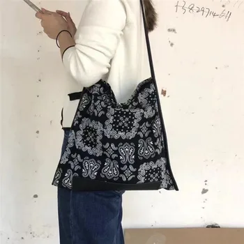 Женская сумка-тоут в стиле ретро с тотемом в виде цветка Кешью, этнический принт, сумка через плечо, сумка подмышками, большая емкость, зеленый, черный