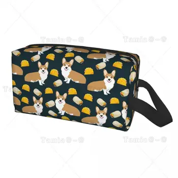 Косметичка для собак Такос Вельш-Корги для женщин, Косметический органайзер для путешествий, Модные сумки для хранения туалетных принадлежностей