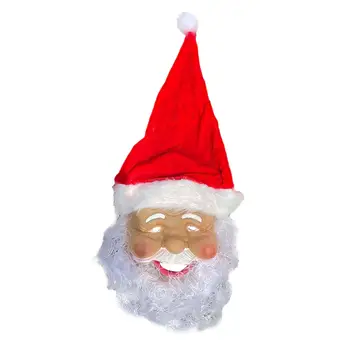 Рождественские маски Санта-Клауса со шляпой Санта-Клауса и бородой, реквизит, Праздничная маска Санта-Клауса для зимнего Рождественского праздничного маскарада