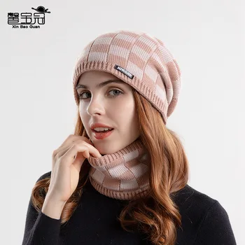 Комплект зимних шапок и шарфов, бархатная теплая шапочка для защиты ушей