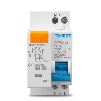 Автоматический выключатель TOMZN TPNL DPNL 230 В 1P+N с защитой от перегрузки по току и короткого замыкания RCBO MCB, TPNL 32A