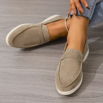 2023 Новые летние повседневные туфли на плоской подошве, Лоферы без застежки, весенние брендовые модельные туфли-шлепанцы с круглым носком