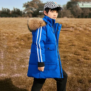 Куртка на 90% Белом утином пуху для мальчиков, зимняя корейская версия 2023 года, модный детский зимний комбинезон, утепленное теплое пальто, детское пальто