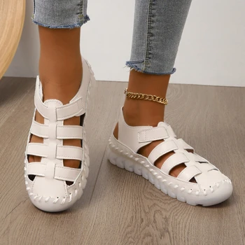 Женская обувь 2023, Летние кожаные женские босоножки Baotou, Римские сандалии на платформе, женская Мягкая Повседневная обувь для ходьбы, Zapatos Mujer