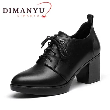 Женская офисная обувь DIMANYU на высоком каблуке, Весенний британский стиль, новые модельные туфли из натуральной кожи, женская рабочая обувь большого размера