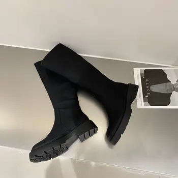 Обувь на платформе Новые женские ботинки осенью и зимой 2022 года Модные ботинки на толстом каблуке с толстой подошвой Zapatos De Mujer