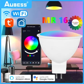WiFi Умные Лампы RGB + CW LED Лампа 5 Вт 400ЛМ С Регулируемой Яркостью Лампы Tuya Smart Life MR16 Лампочка Приложение Голосовое Управление Через Alexa Google Home