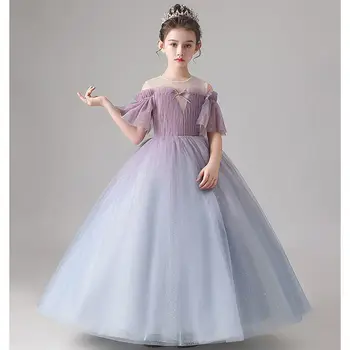 2023 Детское платье для девочек, Кружевные платья для вечеринки, Свадебное Платье, Элегантное Платье Принцессы, Пачка, Детская Праздничная одежда K69