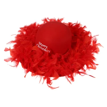 Праздничная шляпа с пером на Рождество, Красная шляпа с широкими полями и буквенным принтом для взрослых женщин, реквизит для косплея Xsms, аксессуар