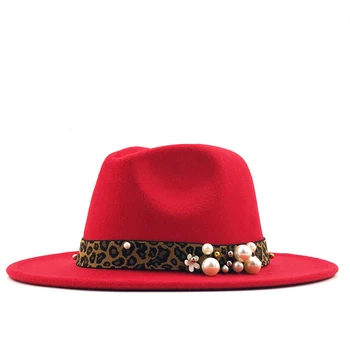 Модная шерстяная женская фетровая шляпа Outback для зимы-осени, элегантные женские джазовые кепки с широкими полями, размер 56-58 см