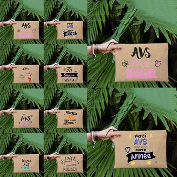 Льняная косметичка AVS Gifts, сумки для карандашей с принтом Super AVS, женская косметичка для путешествий, органайзер для туалетных принадлежностей, школьный органайзер