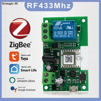 Модуль Zigbee 1CH Tuya Smart Switch, реле RF-контроля, датчик умного дома, управление приложением с Alexa Google Home без оболочки