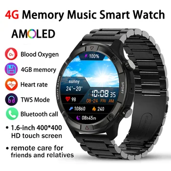 2024 Новые Смарт-Часы 4G Memory Man AMOLED 454*454 HD Bluetooth Call Local Music Player Smartwatch Для Мужчин TWS Sports Fitness