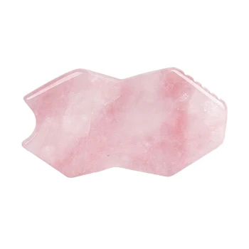 Розовый Кварц Пилообразный Инструмент для ухода За лицом Gua Sha из натурального Розового Хрусталя Косметические Средства Камень Минерал Для Подтяжки кожи Оздоровительный Массажный Скребок