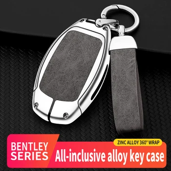 Кожаный чехол для смарт-ключей из цинкового сплава case protector брелок для ключей Bentley 18 Bentayga автомобильные аксессуары