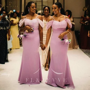 Фиолетовое атласное платье подружки невесты с открытыми плечами, платье для свадебной вечеринки, платья для гостей для женщин, элегантные платья Русалки, свадебный халат