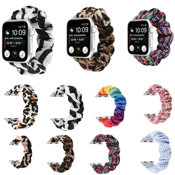 Роскошный эластичный ремешок для часов с леопардовым принтом и завязкой для волос для Apple iwatch 6 5 4 3 2 1 SE из ткани lady girl для ремешка iwatch 5 42 мм